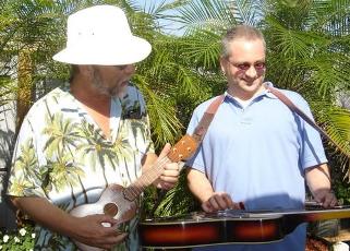 Jeff on dobro, Rick on ukelele